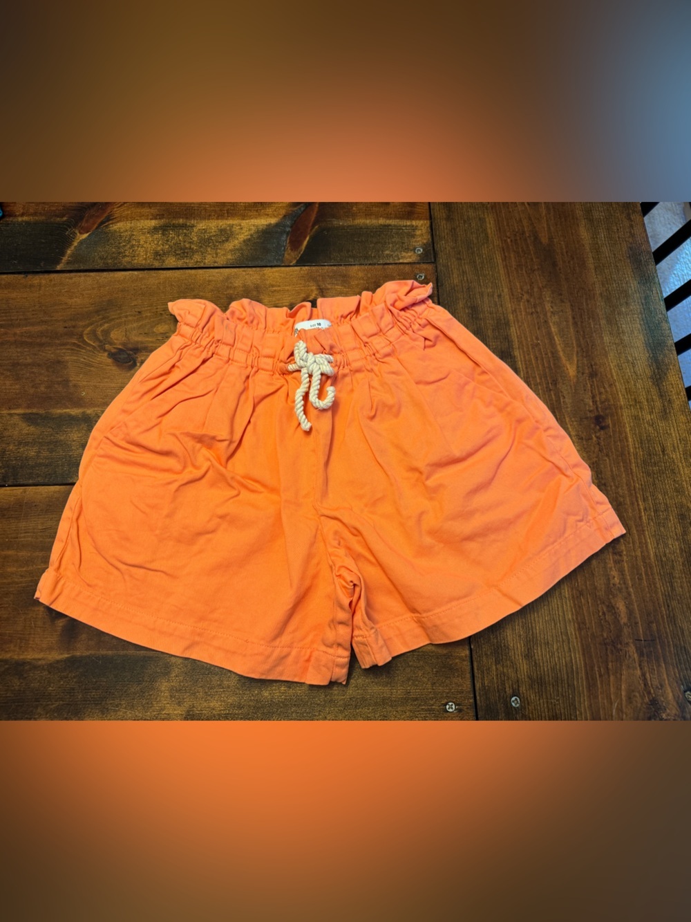 Bright Orange Drawstring Shorts Zara